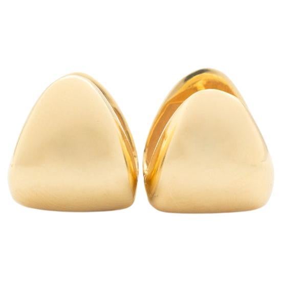 Pearl Huggie Ladies Earrings Damiani 18 Karat Yellow Gold at 1stDibs