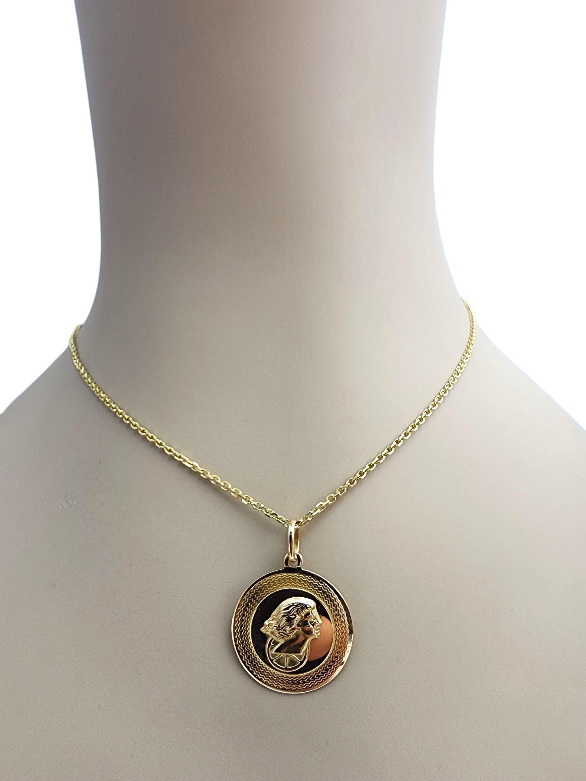 18K Yellow Gold Lady Justice Charm Pendant #22749 For Sale 6