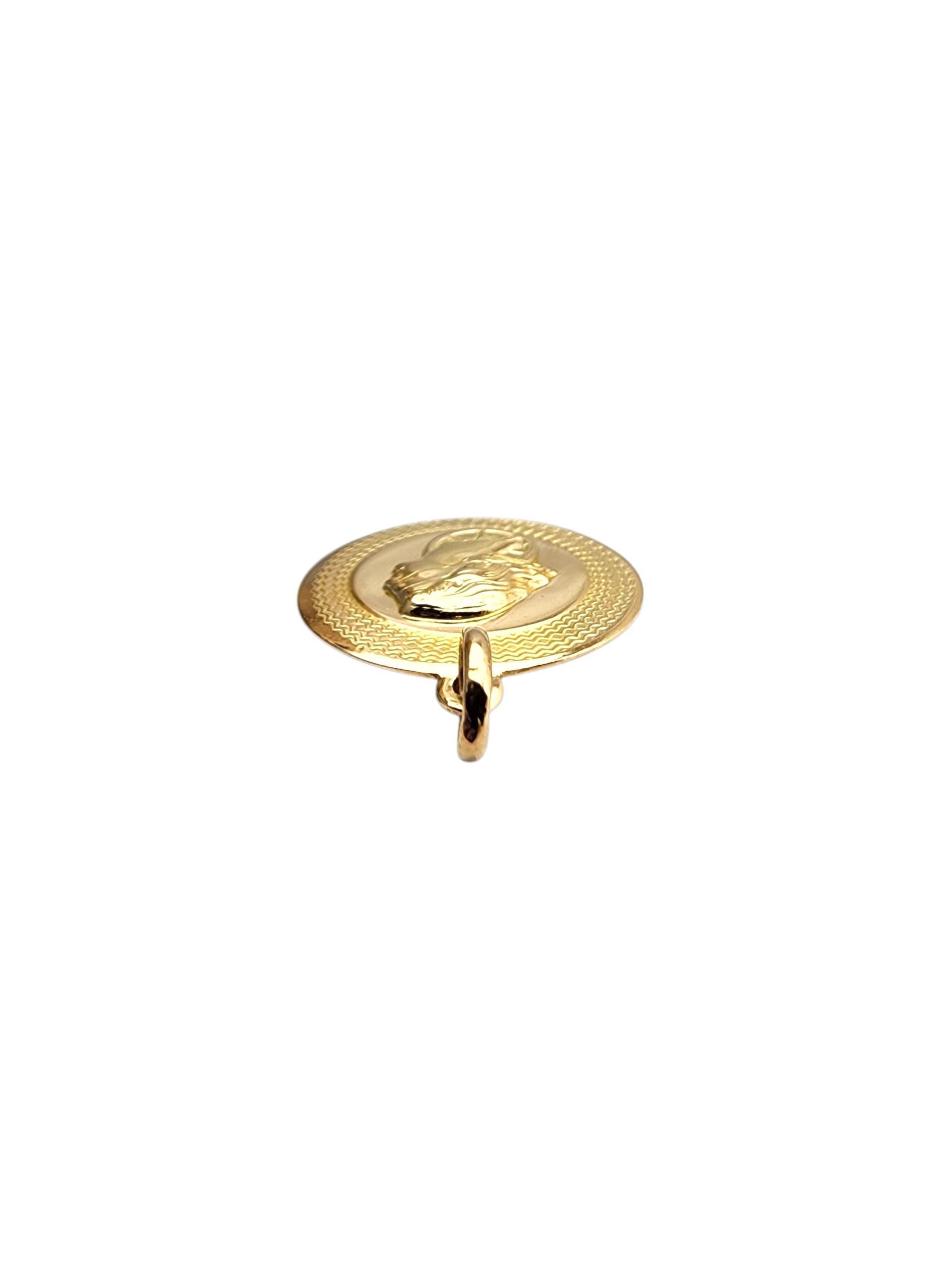 18K Yellow Gold Lady Justice Charm Pendant #22749 For Sale 3