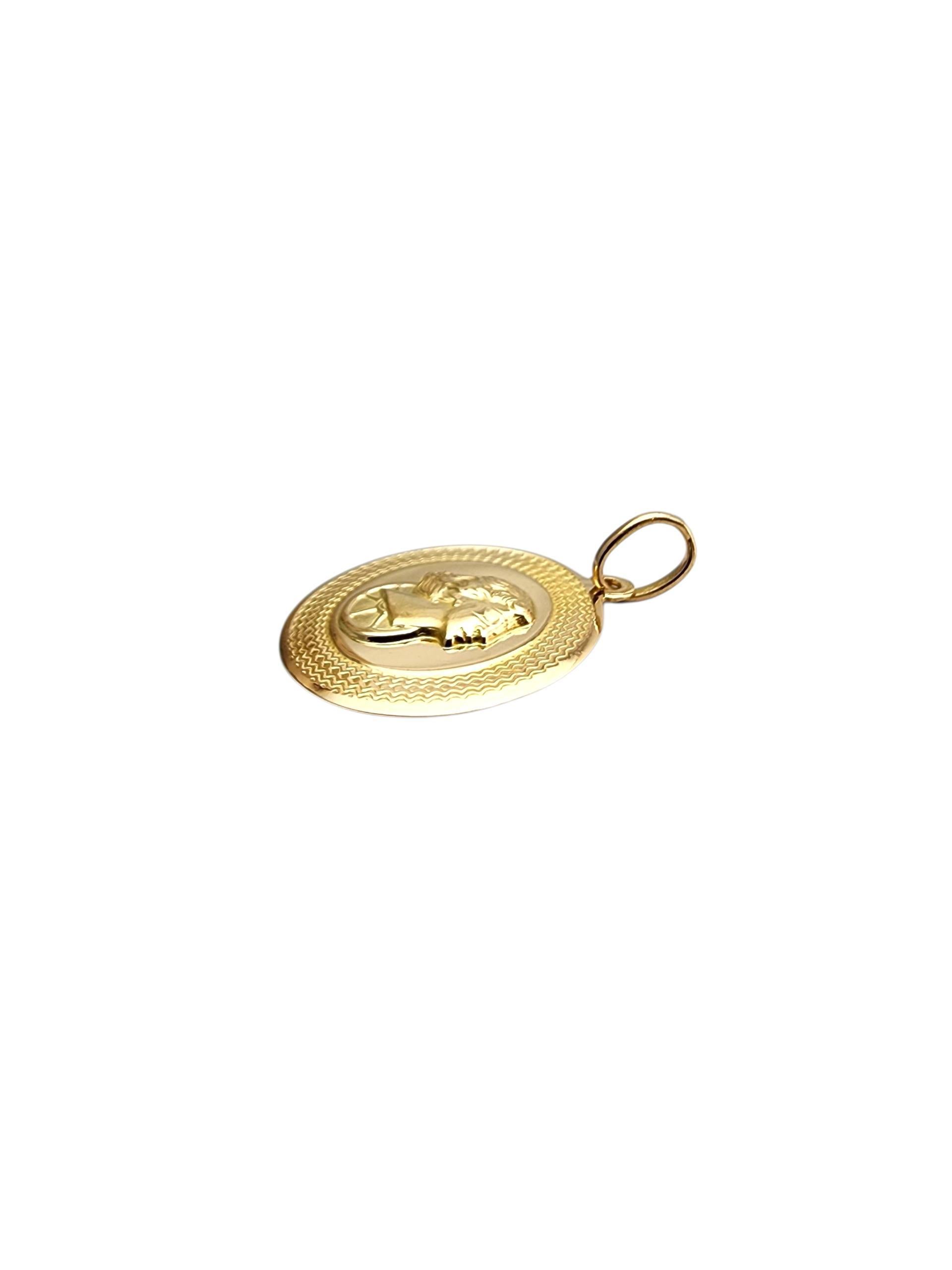 18K Yellow Gold Lady Justice Charm Pendant #22749 For Sale 4