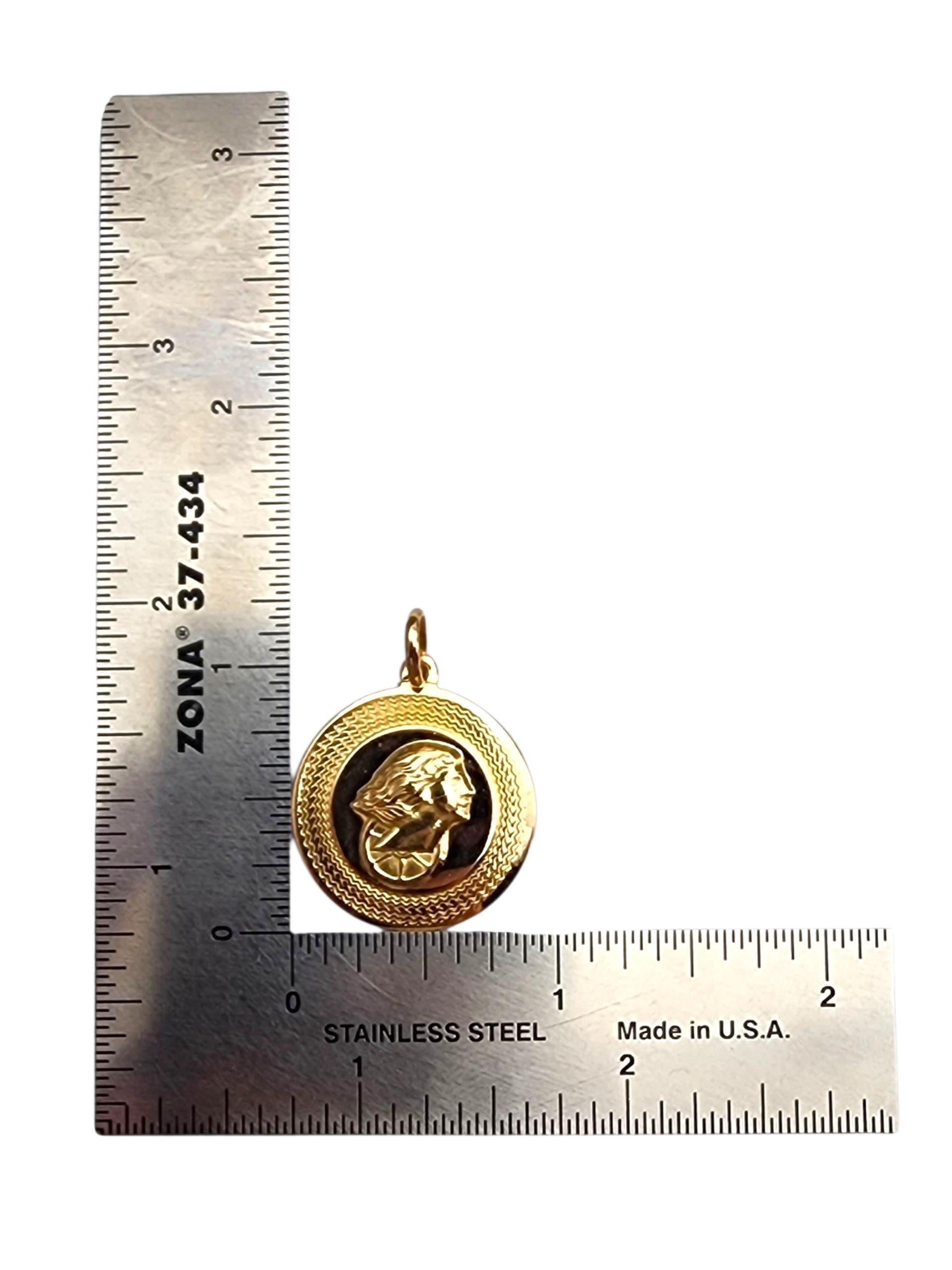 18K Yellow Gold Lady Justice Charm Pendant #22749 For Sale 5