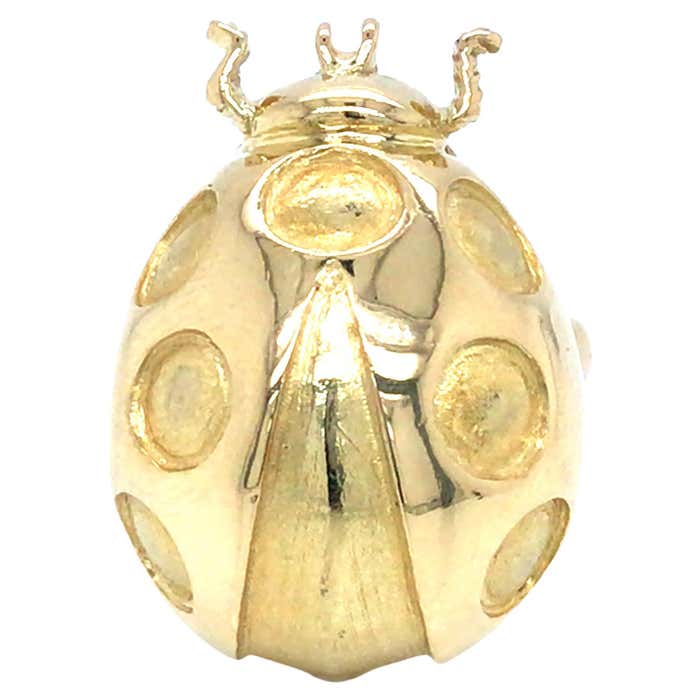 18K Yellow Gold Ladybug Ring For Sale at 1stDibs | lady bug ring ...