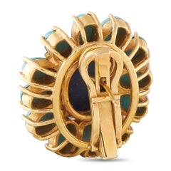 18K Yellow Gold Lapis and Turquoise Earrings MF22-021826