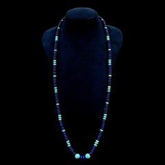 Collana di perline a rondelle in oro giallo 18K con lapis e turchese