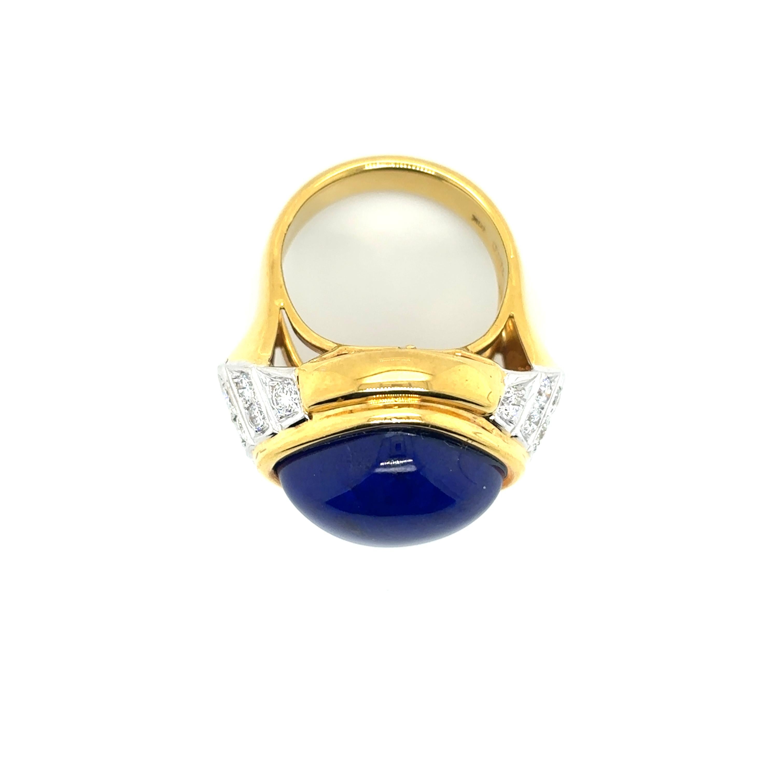Bague de fiançailles en or jaune 18k Lapis Lazuli Diamant Cts 0.79 en vente 8