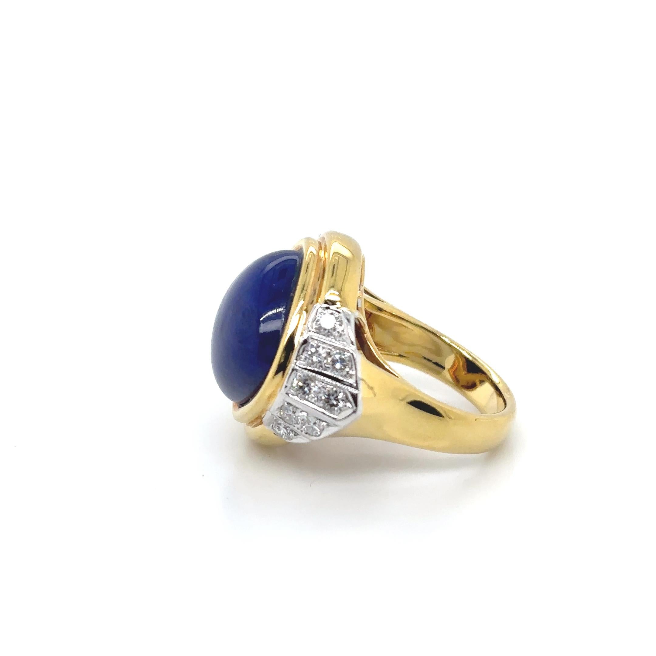 Bague de fiançailles en or jaune 18k Lapis Lazuli Diamant Cts 0.79 en vente 9