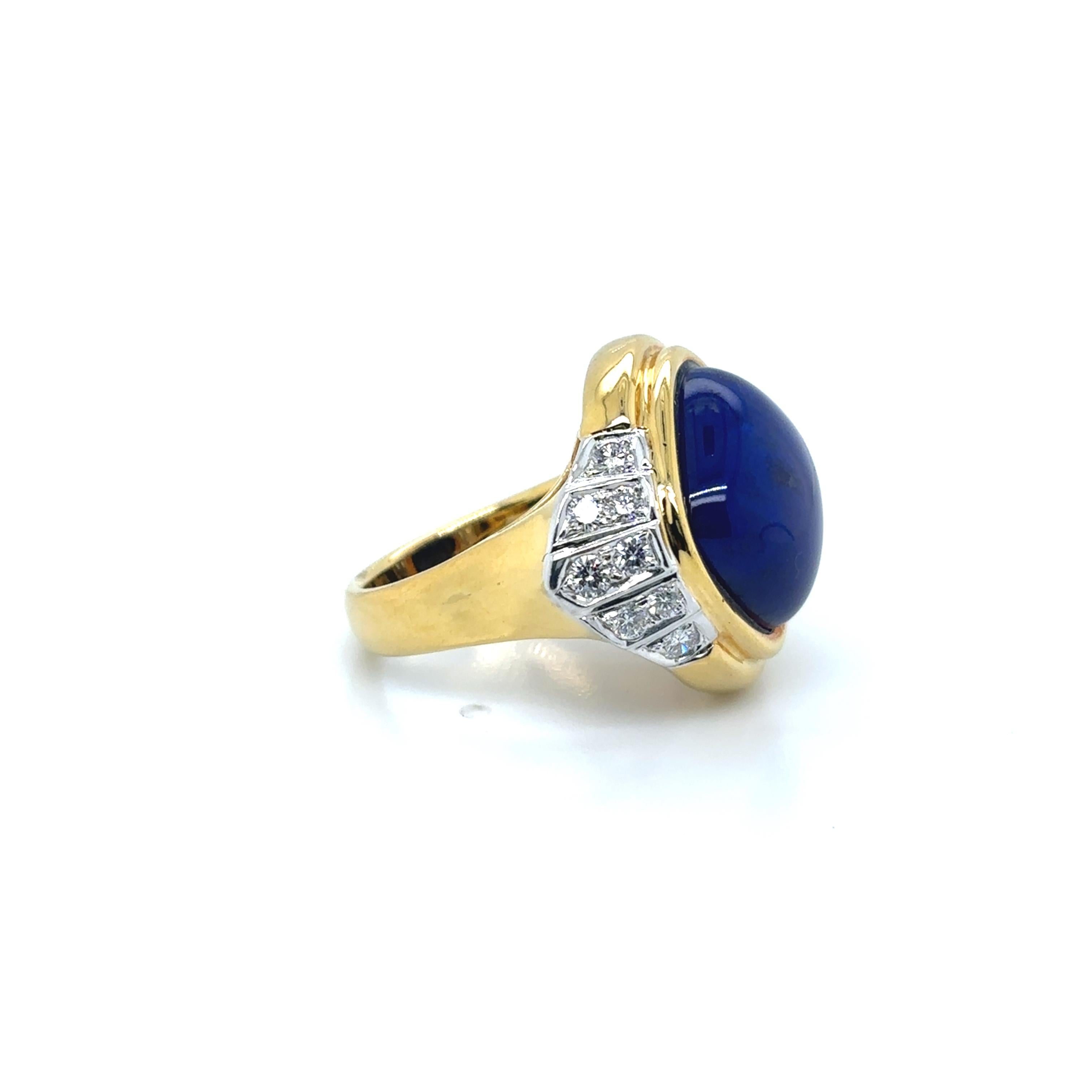 Bague de fiançailles en or jaune 18k Lapis Lazuli Diamant Cts 0.79 en vente 10