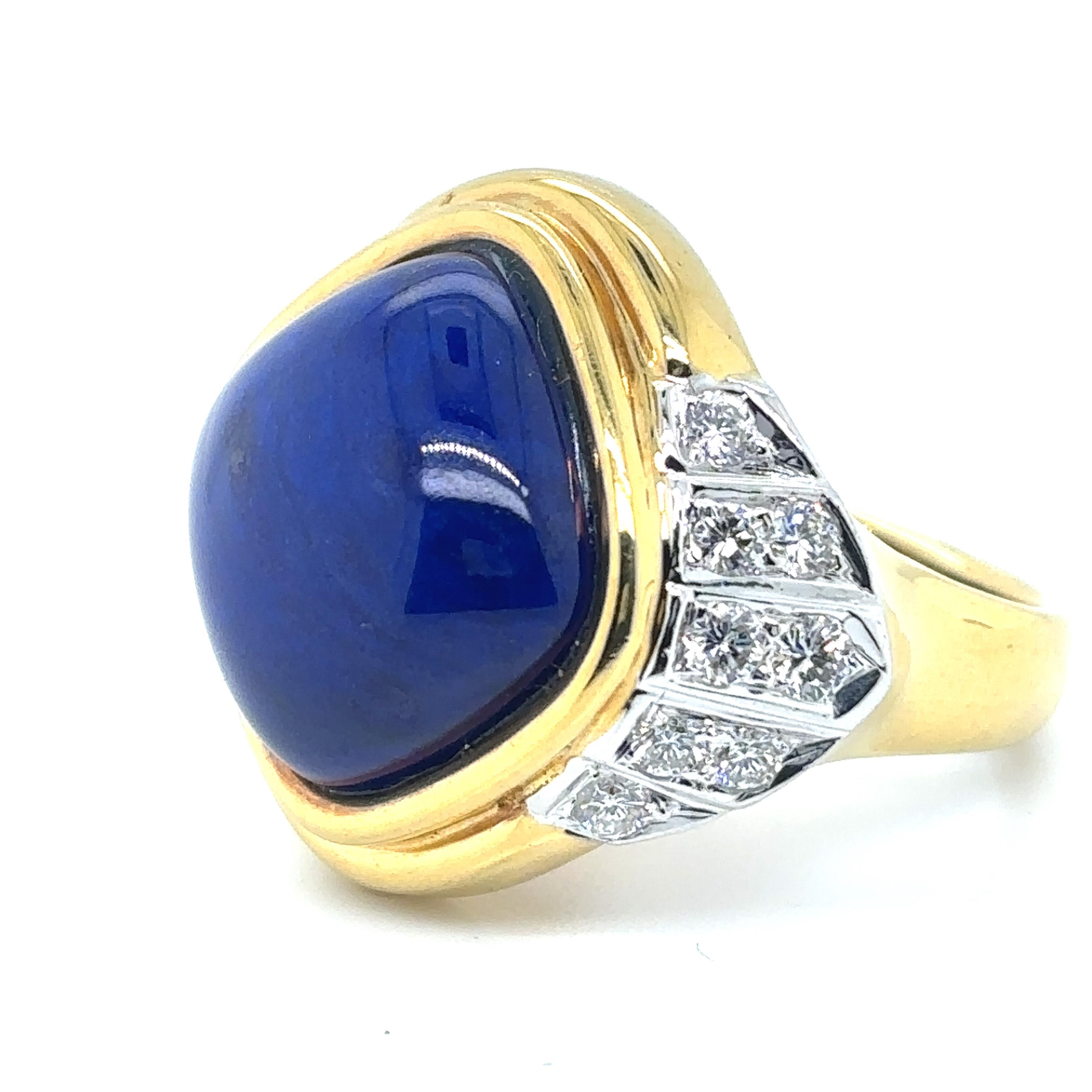 Bague de fiançailles en or jaune 18k Lapis Lazuli Diamant Cts 0.79 Neuf - En vente à Hong Kong, HK