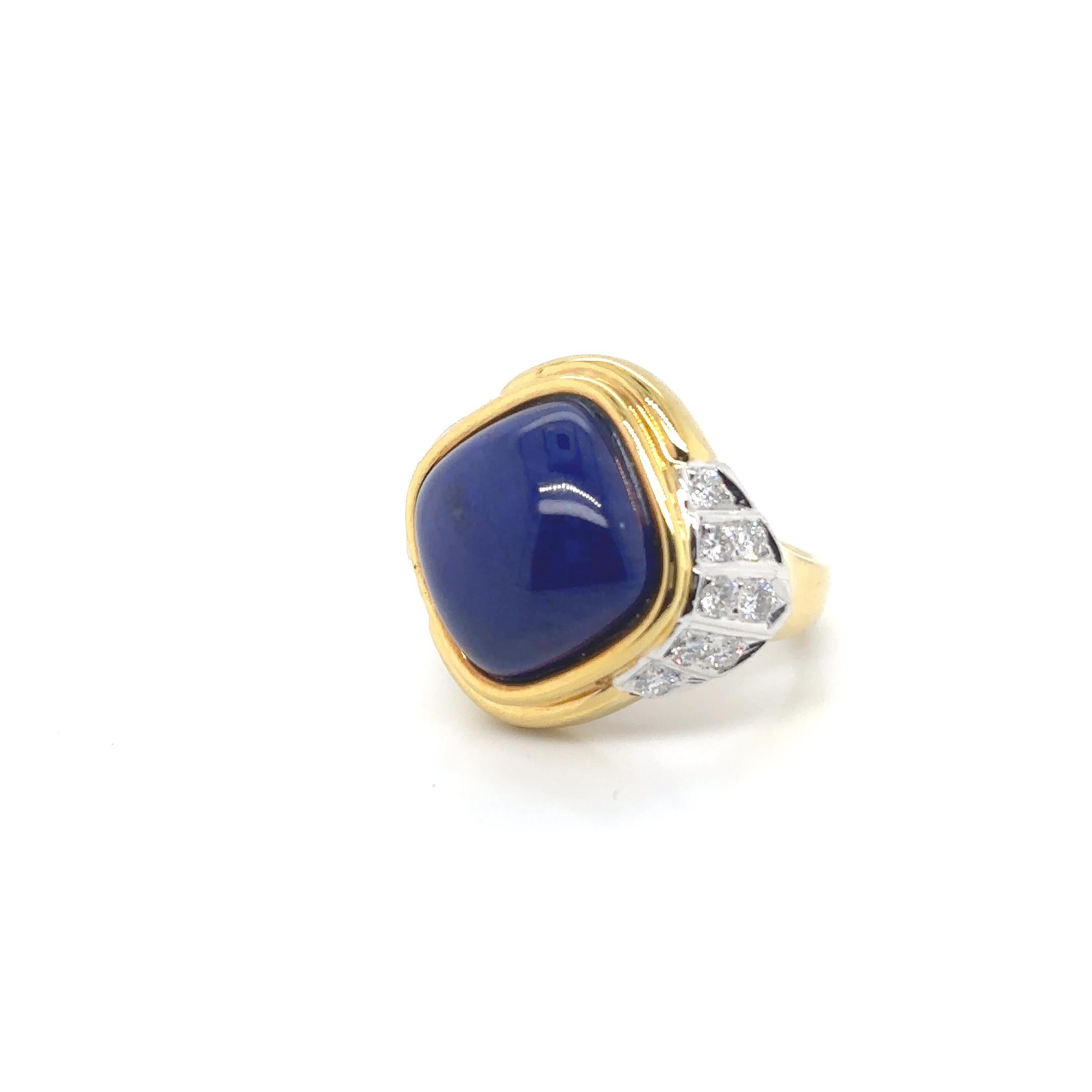 Bague de fiançailles en or jaune 18k Lapis Lazuli Diamant Cts 0.79 en vente 3