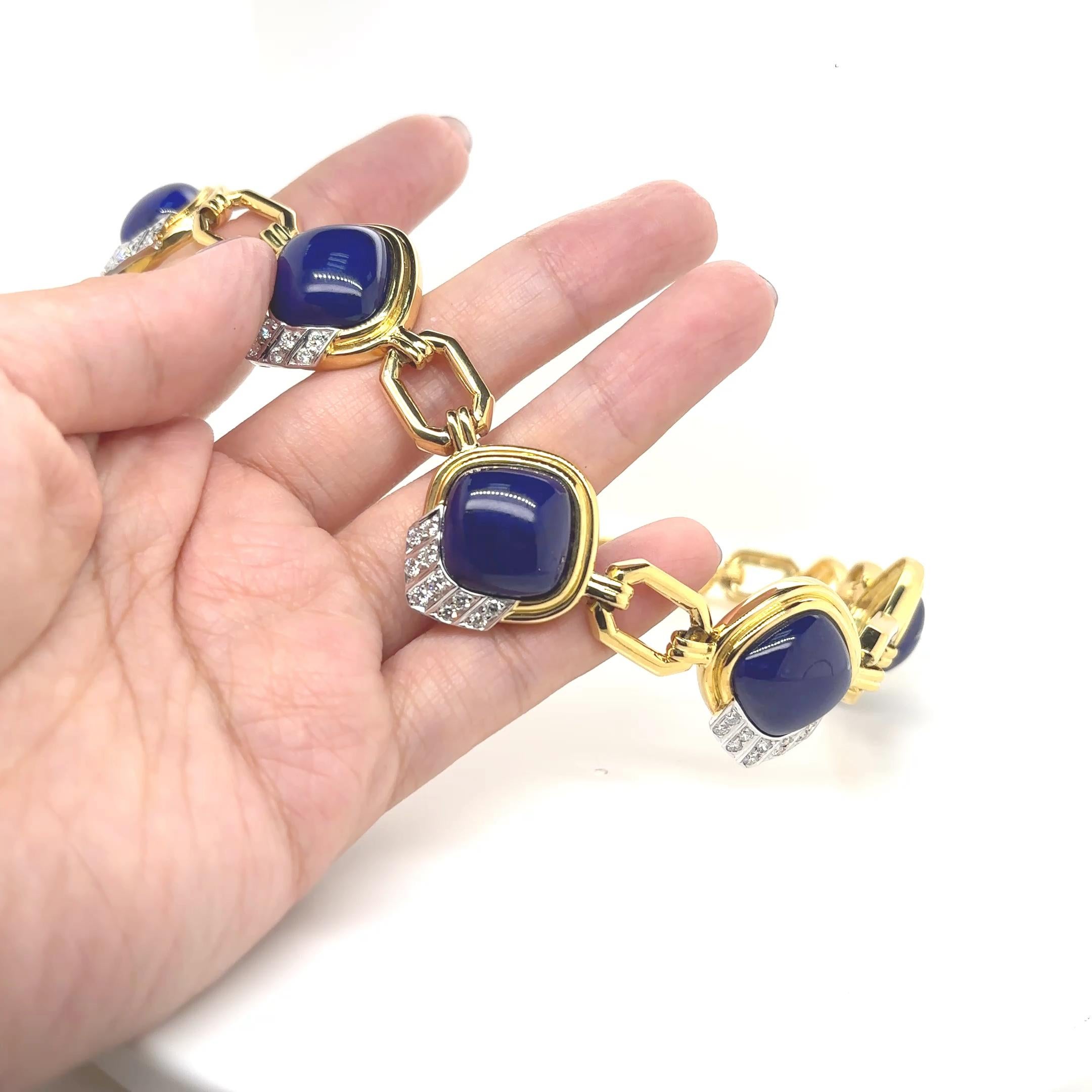 Collier en or jaune 18k Lapis Lazuli Diamant Neuf - En vente à Hong Kong, HK