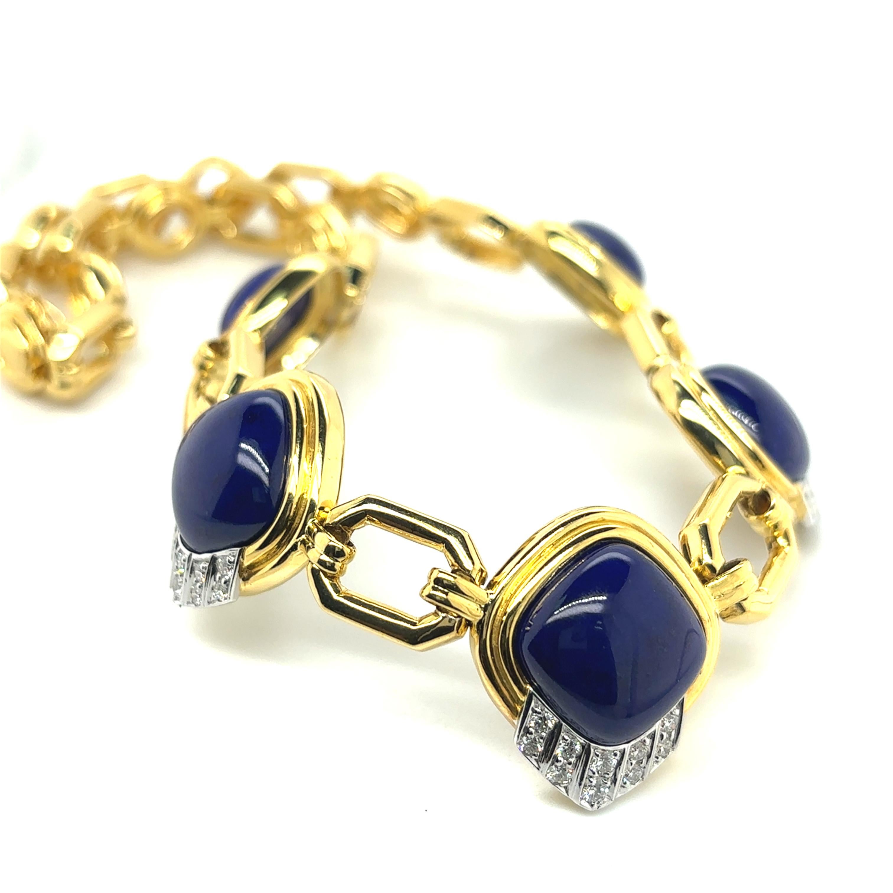 Collier en or jaune 18k Lapis Lazuli Diamant Pour femmes en vente