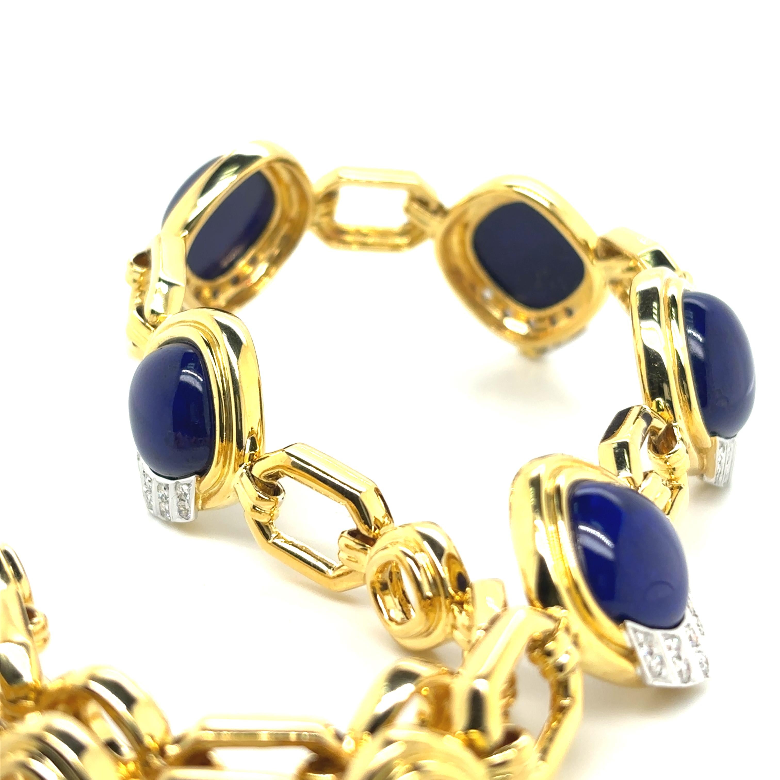 Collier en or jaune 18k Lapis Lazuli Diamant en vente 3