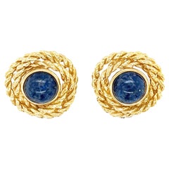18 Karat Gelbgold Ohrringe mit Lapislazuli und Lazuli