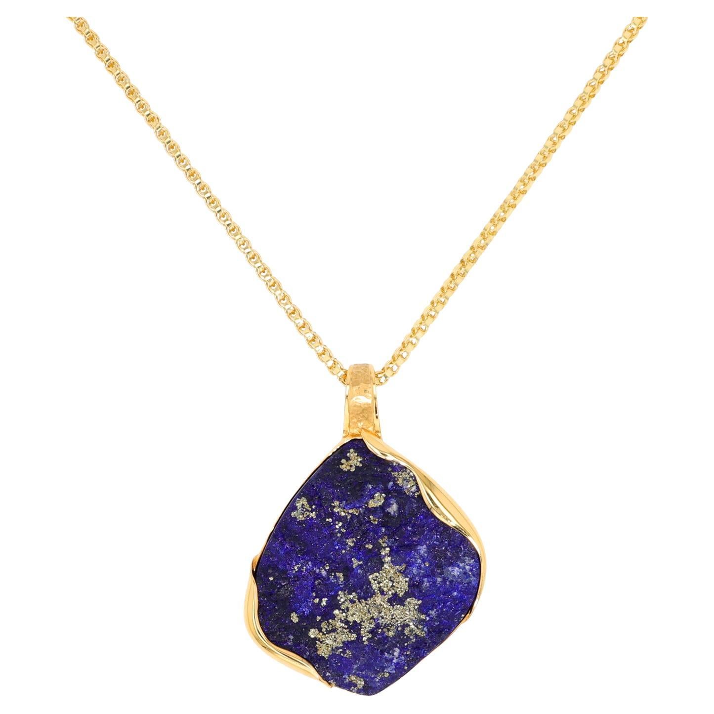 18K Yellow Gold Lapis Lazuli Pendant