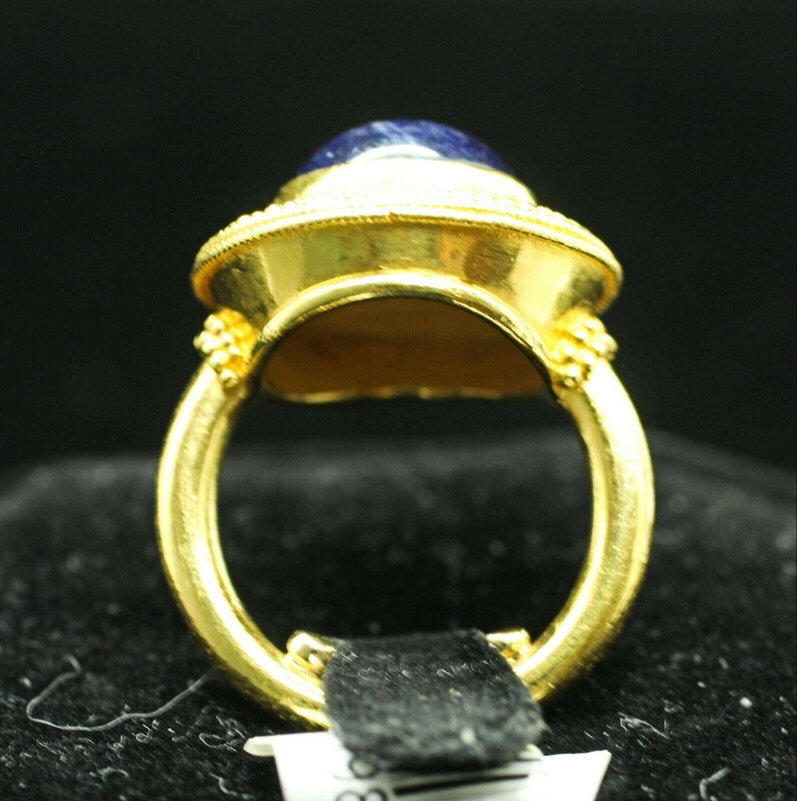 Artisan 18 Karat Yellow Gold Lapis Lazuli Ring