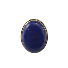 18K Yellow Gold Lapis Lazuli Ring Size 7.5-7.75 #22722