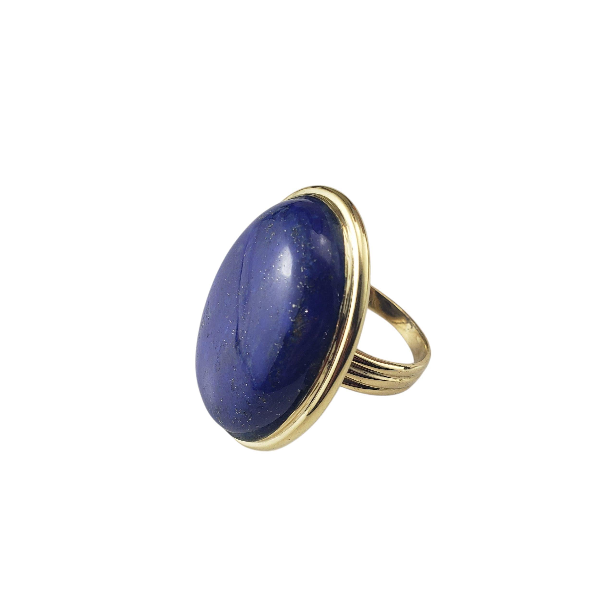 Oval Cut 18K Yellow Gold Lapis Lazuli Ring Size 7.5-7.75 #22722 For Sale