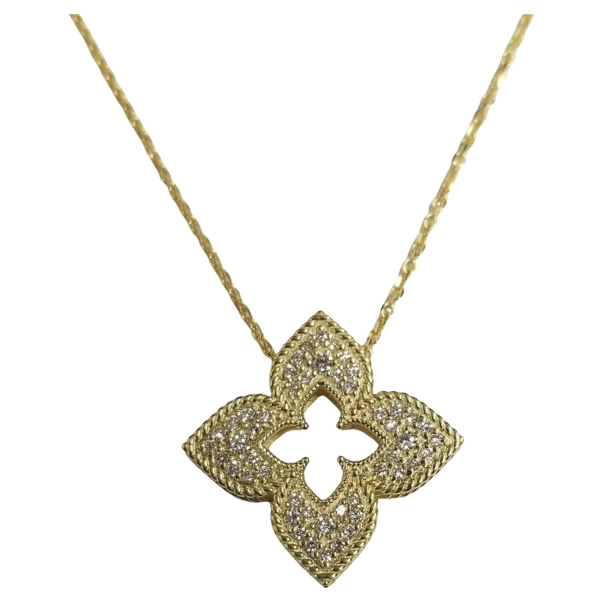 Colgante grande de oro amarillo de 18 quilates con dos caras y diamantes "4 tréboles" pavé