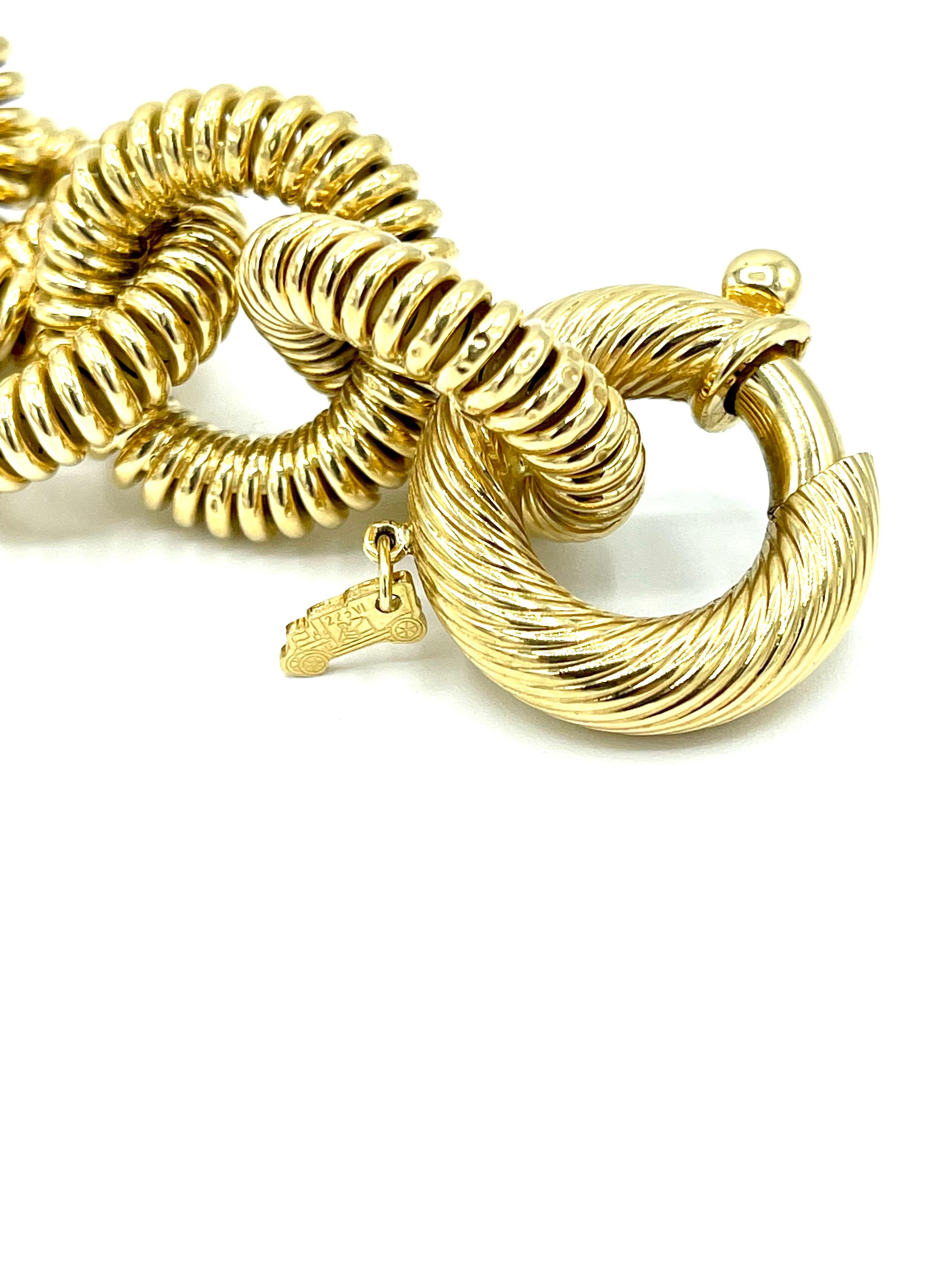 Moderne Bracelet à maillons circulaires en forme de spirale en or jaune 18 carats en vente