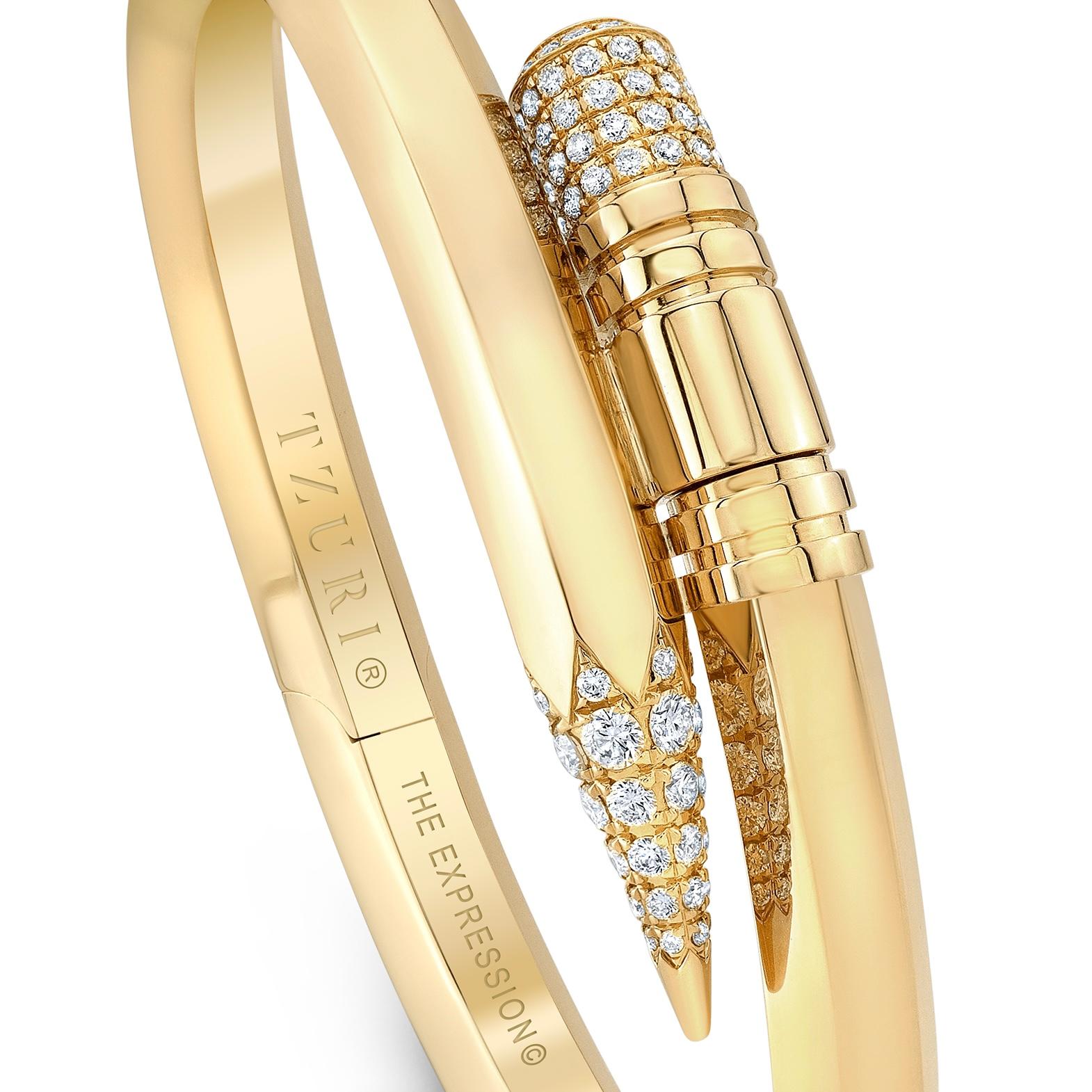 18k Yellow Gold Large Expression Bracelet

6.5 mm Gauge Thickness

Weight: 1.15 ct (approx.)

Color: F-G
Clarity: VS+

Bracelets are produced in limited editions of 500 units, per design, annually. They are engraved with the serial number and