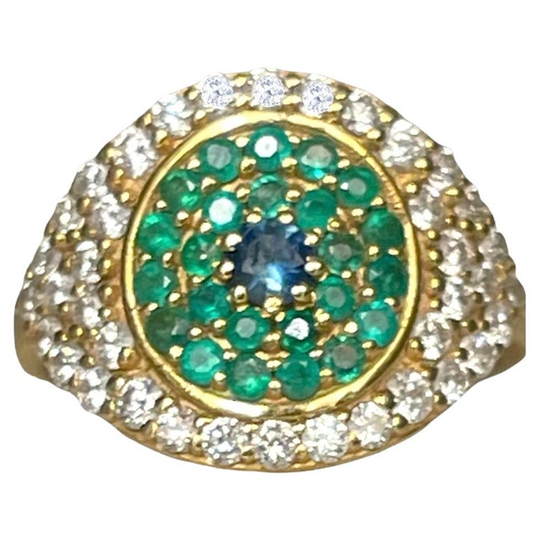 Petit Eye Sterling Silver Ring plated in 18K Gold with Enamel main image 1