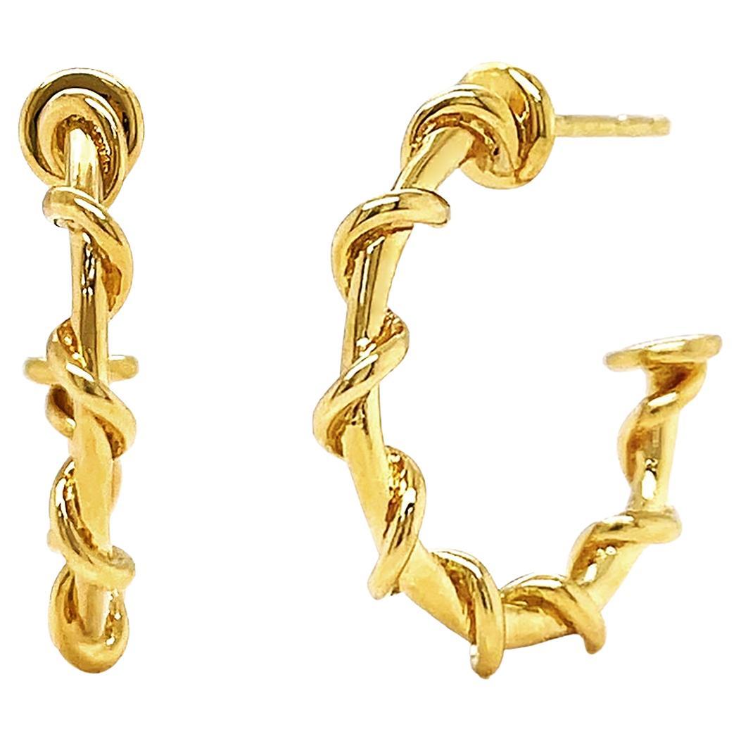18K Yellow Gold Large Nautical Rope Hoop Earrings