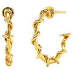 18K Yellow Gold Large Nautical Rope Hoop Earrings