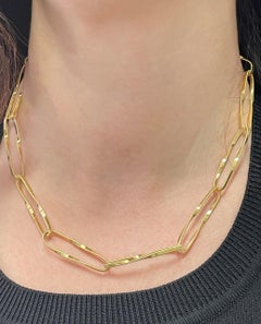 16 Inch Handmade 18K Yellow Gold Large Open Twisted Link Chain Necklace
