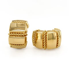 18K Yellow Gold Large Retro Gold Shrimp Earrings