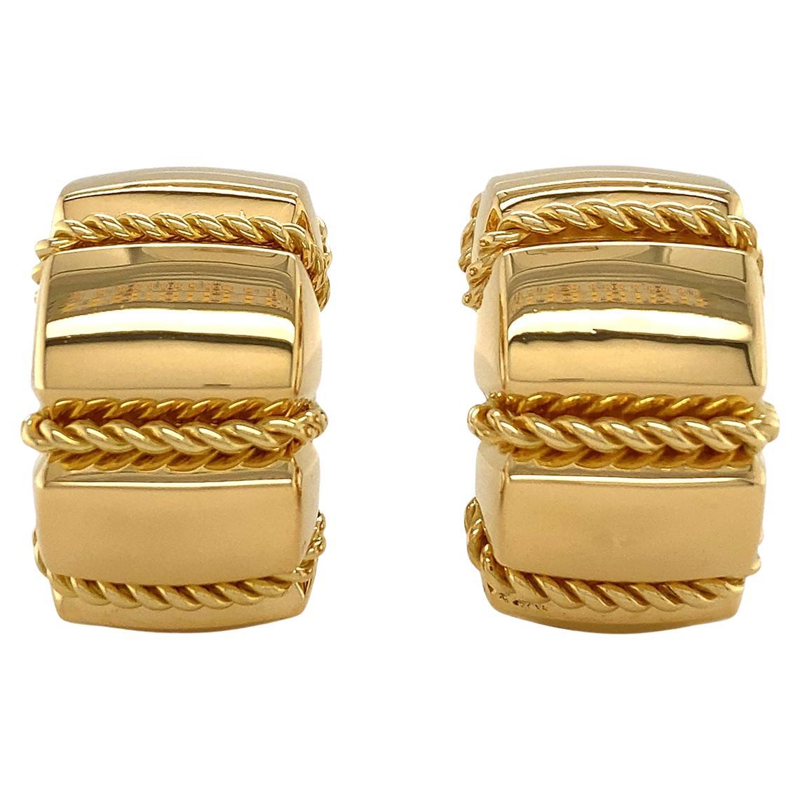 18K Yellow Gold Large Retro Gold Shrimp Earrings