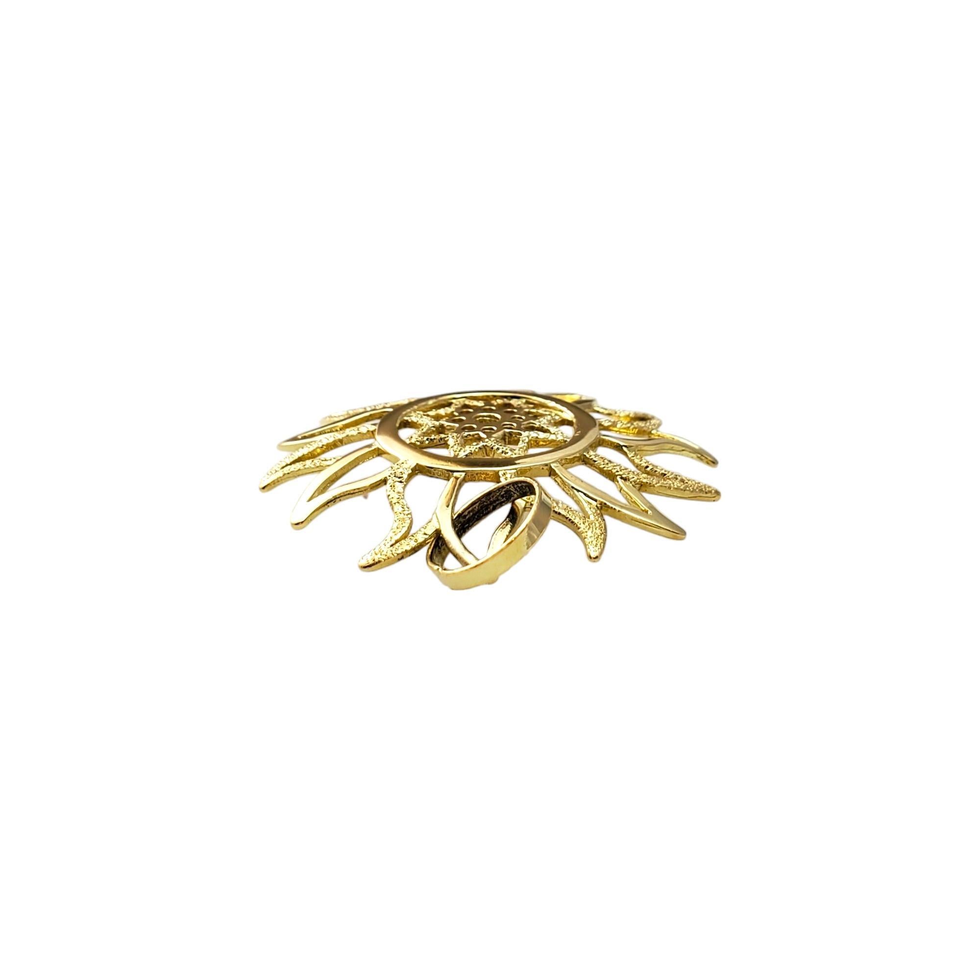 18K Yellow Gold Large Sunflower Pendant #16598 For Sale 3