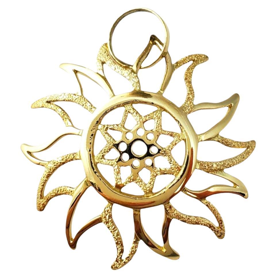 18K Yellow Gold Large Sunflower Pendant #16598 For Sale
