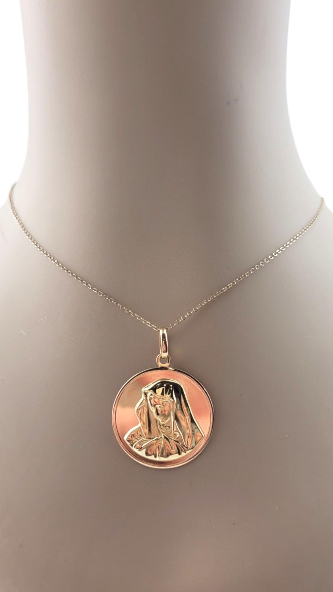 18K Yellow Gold Large Virgin Mary Medal Pendant #21146 For Sale 6