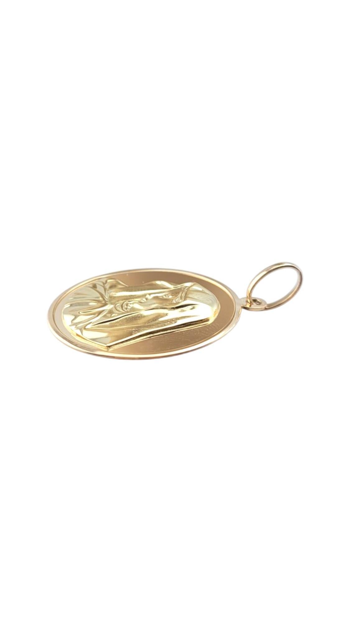 18K Yellow Gold Large Virgin Mary Medal Pendant #21146 For Sale 1