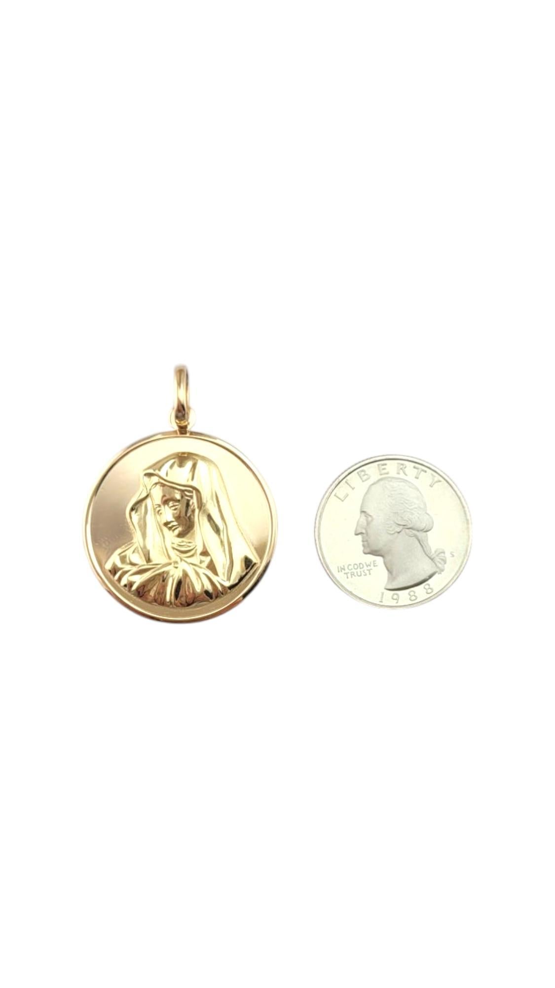 18K Yellow Gold Large Virgin Mary Medal Pendant #21146 For Sale 4