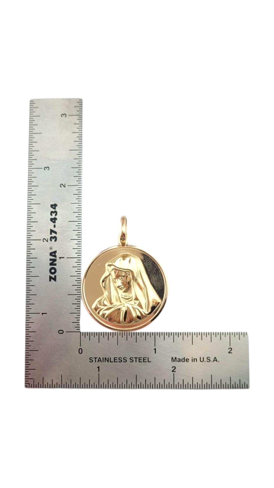 18K Yellow Gold Large Virgin Mary Medal Pendant #21146 For Sale 5