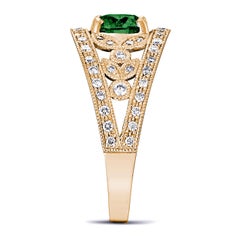 0.85 Carat Emerald Ring 18K Yellow Gold 0.46 Carat Diamonds