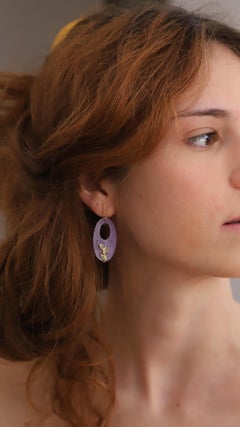 Rossella Ugolini 18K Yellow Gold Rose Quartz Tourmaline Earrings Made in Italy