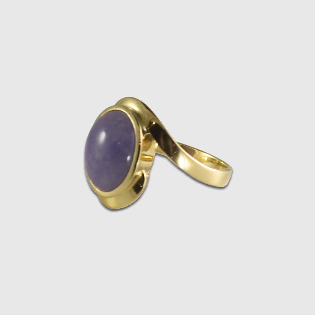 18K Yellow Gold Lavender Jade Bracelet and Ring Set For Sale 5
