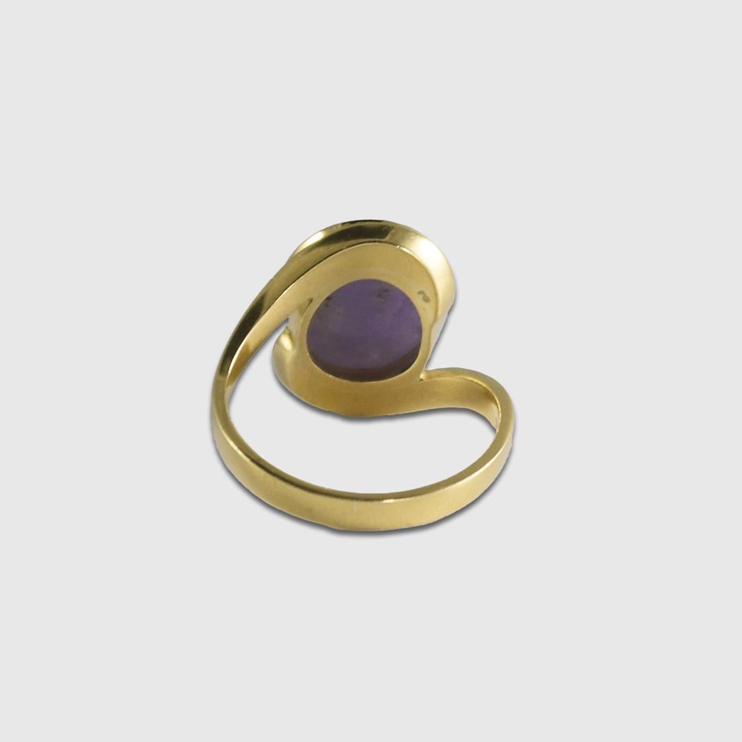 18K Yellow Gold Lavender Jade Bracelet and Ring Set For Sale 3
