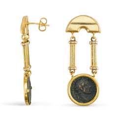 Pendientes de diseño «Le Gi» con forma de moneda, de oro amarillo de 18 quilates