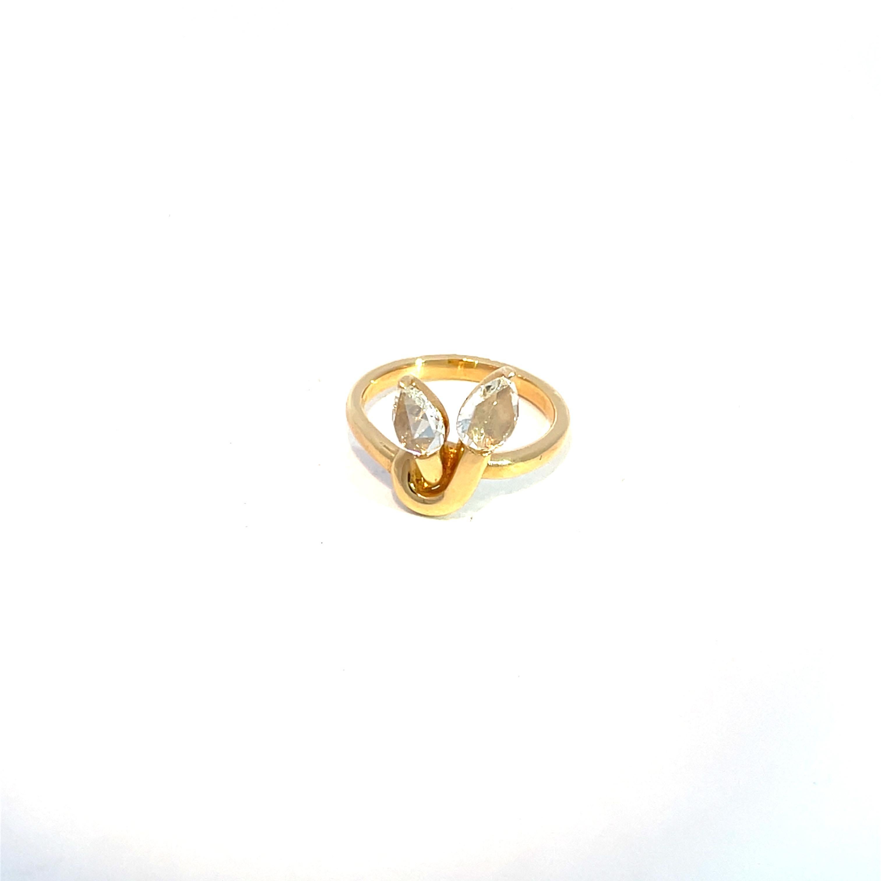 da uomo o donna Anello con diamante da 1,04 carati in oro giallo 18 carati con design a foglia in vendita