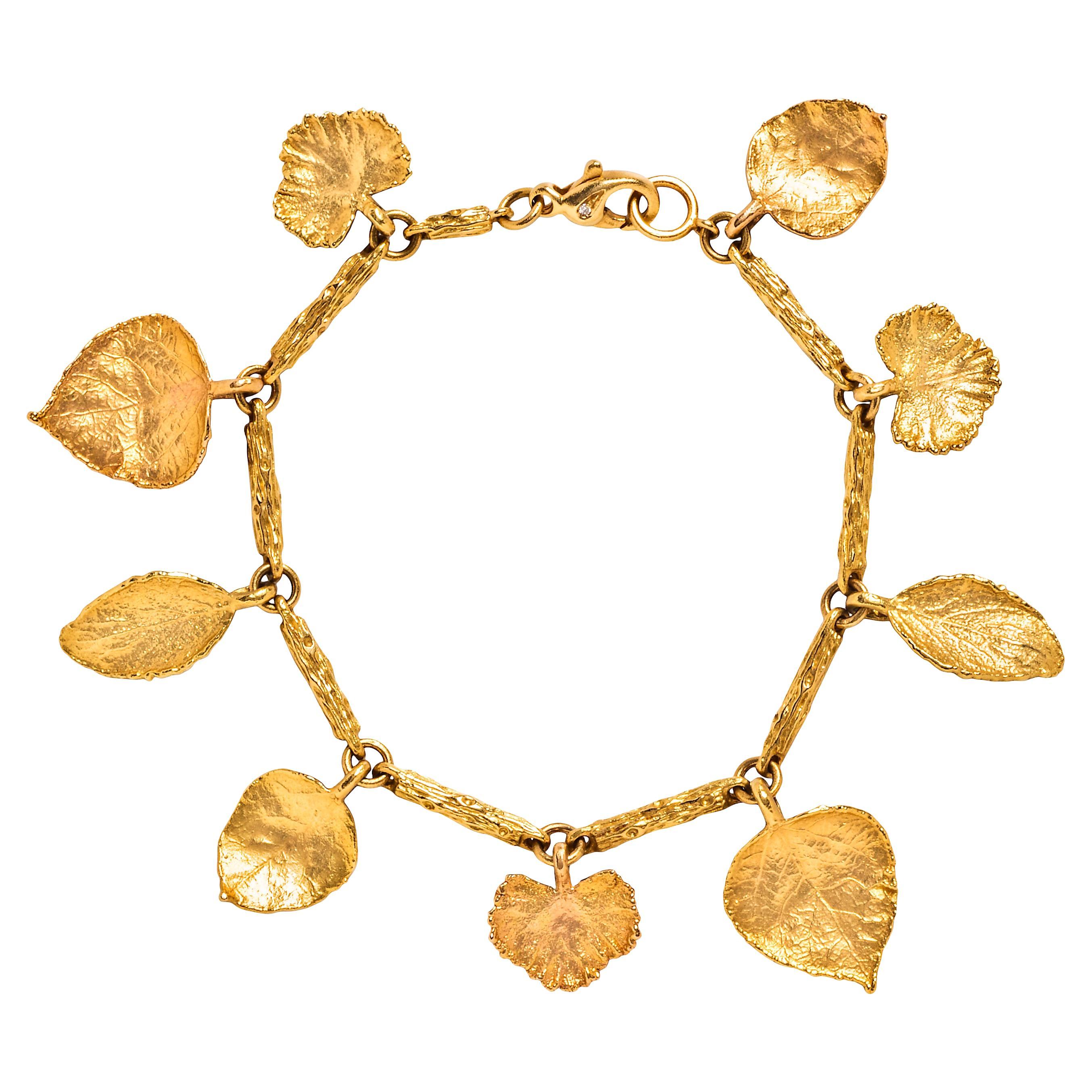 18K Yellow Gold Leaf-Form Bracelet