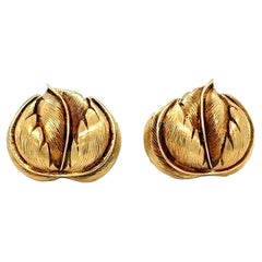 Ohrclips mit Blattmotiv aus 18k Gelbgold