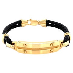 Bracelet de corde en or jaune 18K et cuir