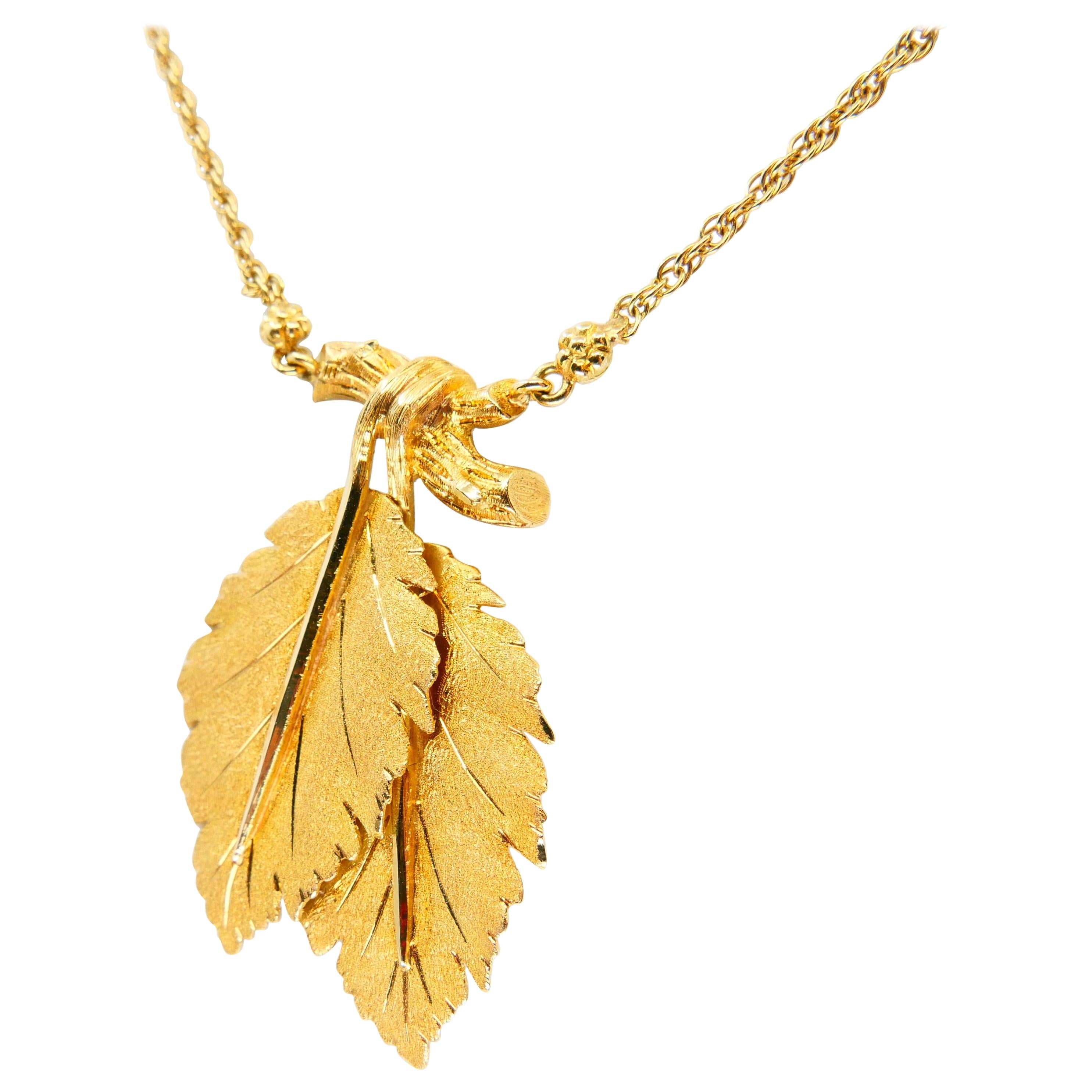 Buccellati, Federico 18K Yellow Gold Leaves and Twigs Pendant Drop Necklace 
