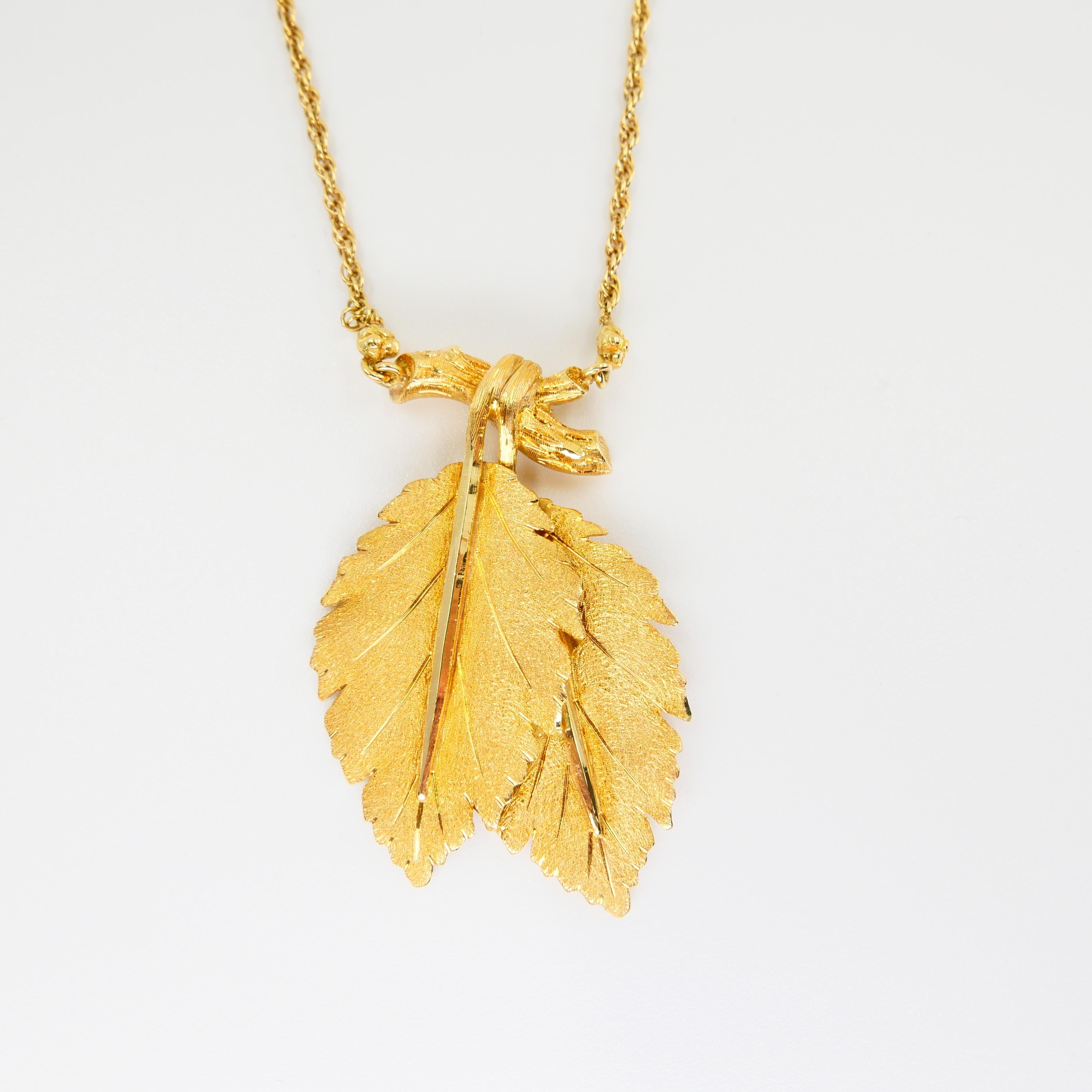 Buccellati, Federico 18K Yellow Gold Leaves and Twigs Pendant Drop Necklace  3