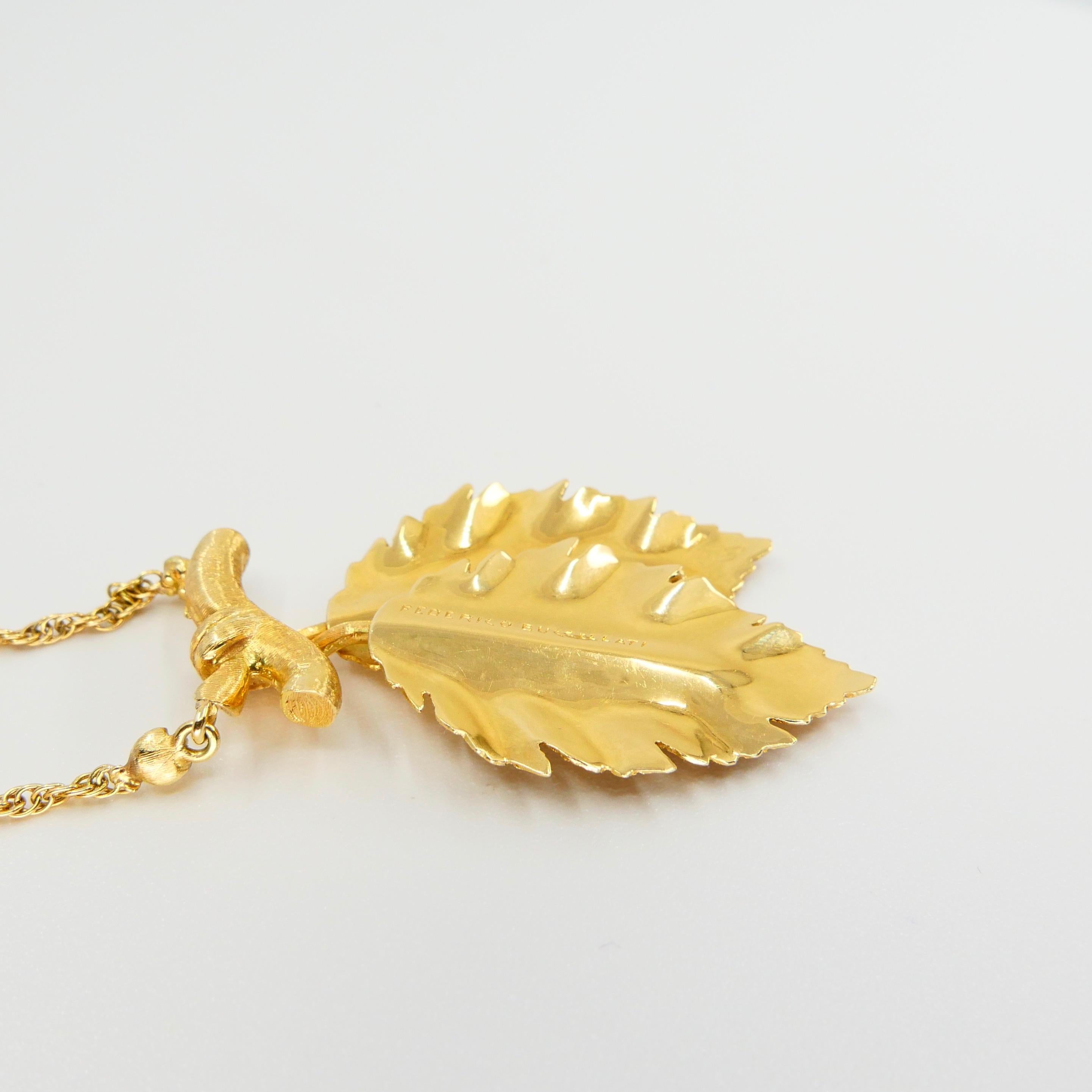 Buccellati, Federico 18K Yellow Gold Leaves and Twigs Pendant Drop Necklace  4
