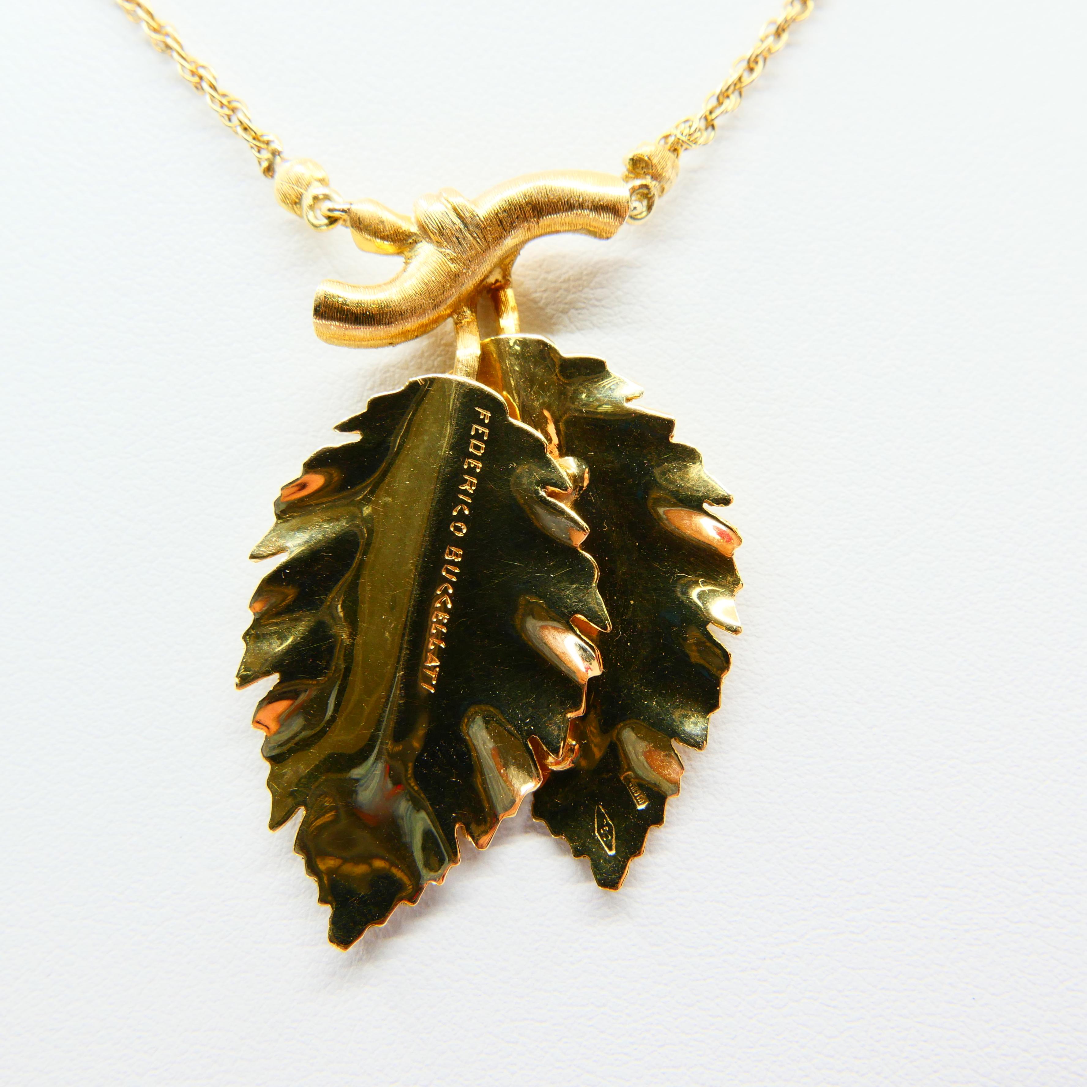 Buccellati, Federico 18K Yellow Gold Leaves and Twigs Pendant Drop Necklace  5