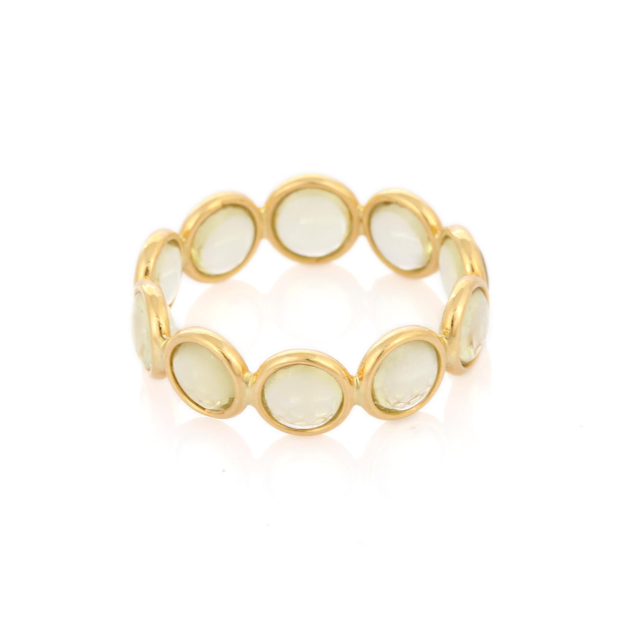 For Sale:  Stackable 18k Solid Yellow Gold Lemon Topaz Eternity Band 2